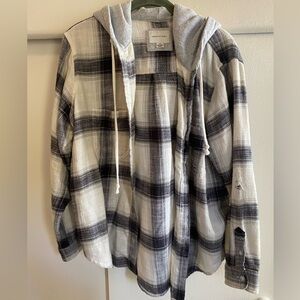 Relaxed Hooded Flannel Shirt